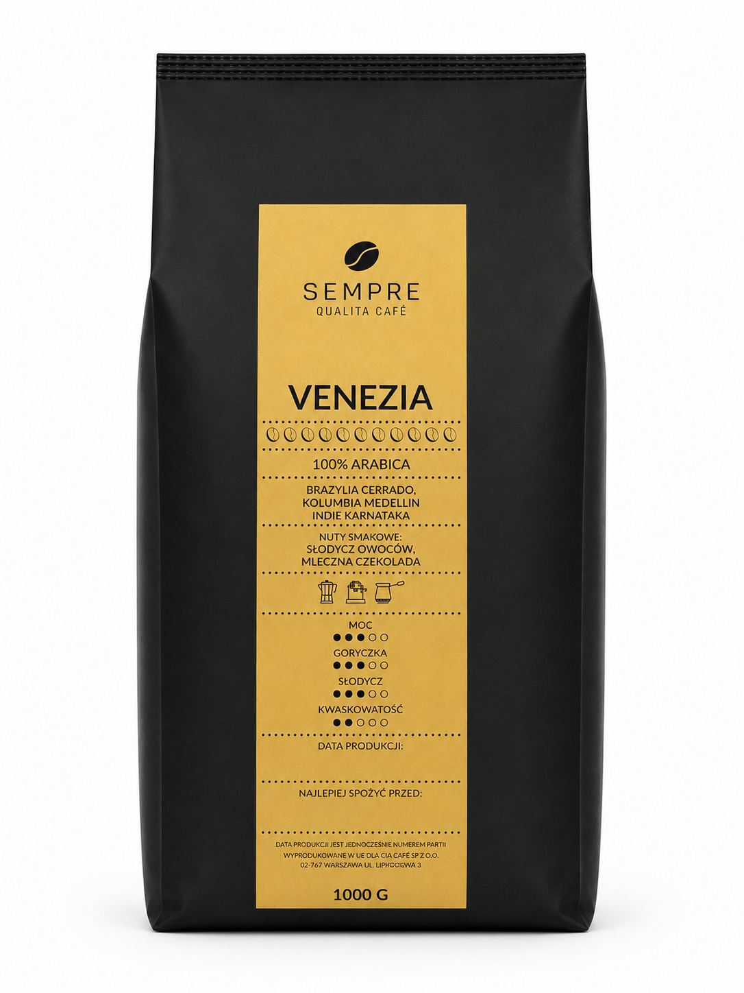 Sempre Venezia – kawa ziarnista 1 kg, opakowanie